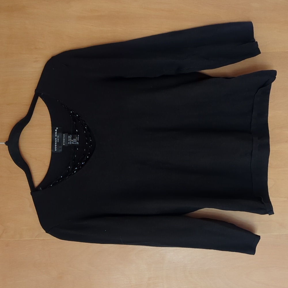 Silk blend top with beading